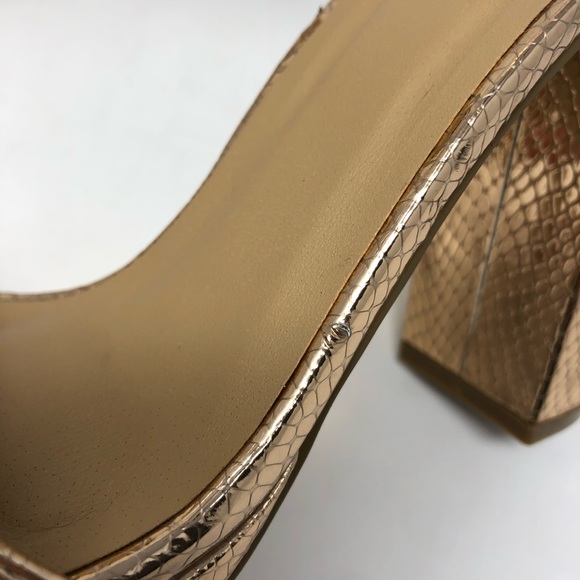 Boohoo Rose Gold Metallic Snake Platform Heels - Picture 9 of 11